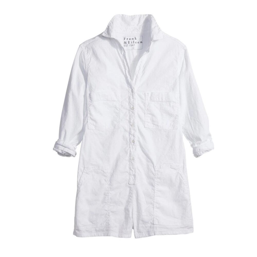 Frank & Eileen Ireland Playsuit Linen Romper Long Sleeve White Size Medium - Picture 2 of 8